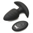 Rotating & Vibrating Silicone Butt Plug w/ Remote - Black