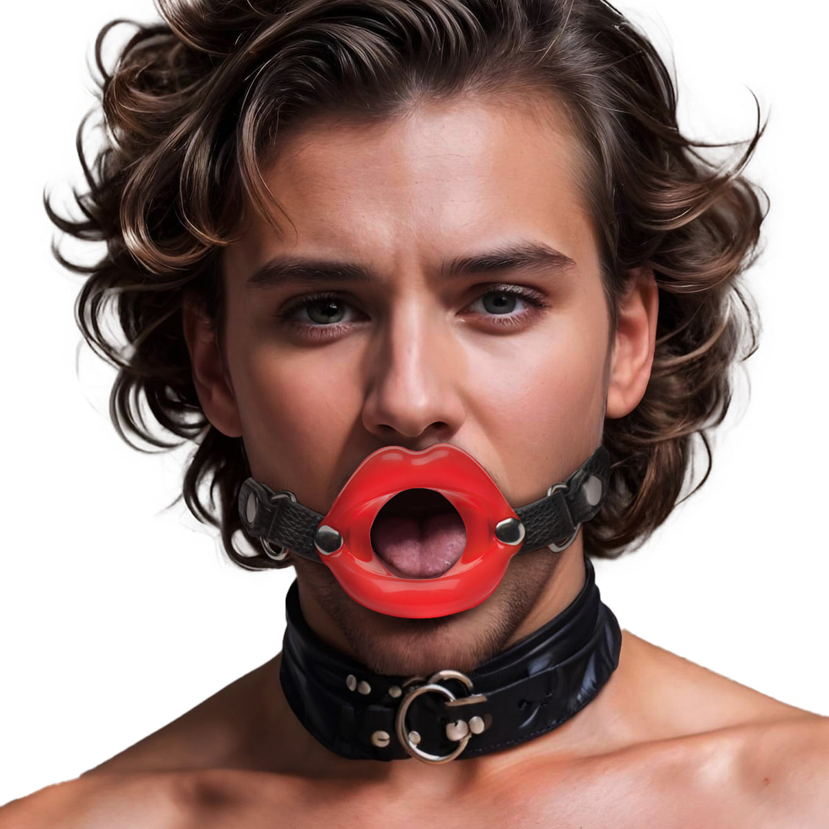 Juicy Lips Silicone Open Mouth Gag - Red