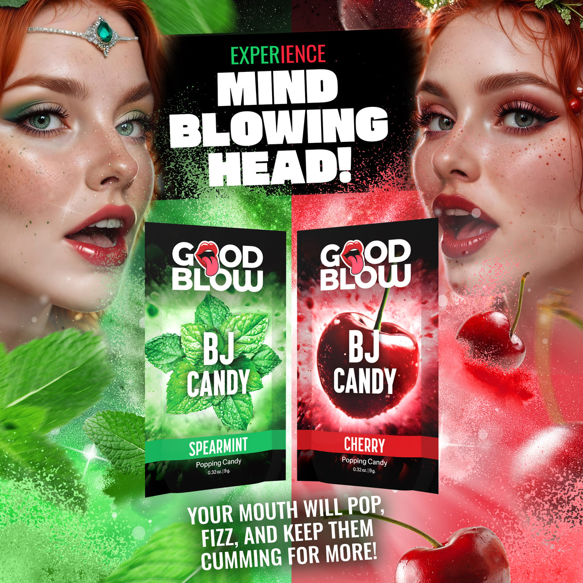 Good Blow BJ Candy Display Spearmint/Cherry 24 pcs